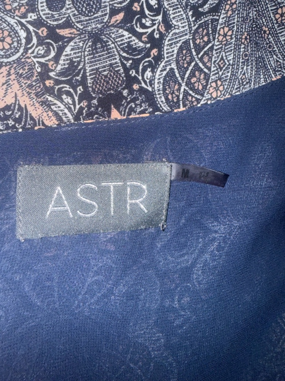 Astr Black Long-Sleeve Damask Swing Dress with Beige Details - Picture 7 of 8